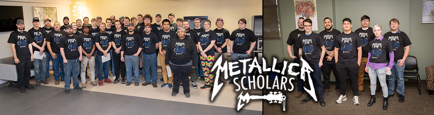 Photo of SCC Metallica Scholarship recipients from both North Mankato (33 students) and Faribault (7 students) campuses.