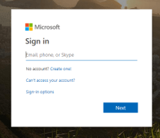 Screen shot of Microsoft Sign-on Screen