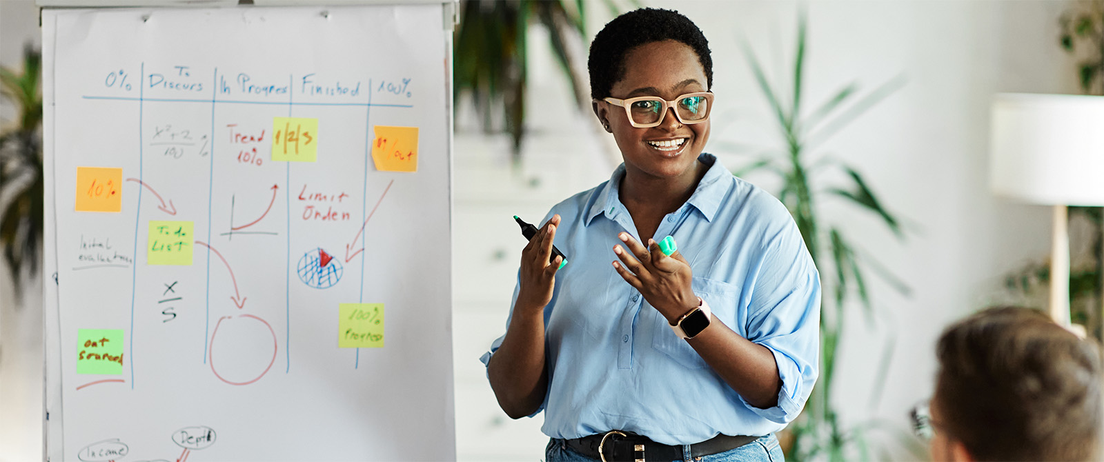 Student presenting a business strategy