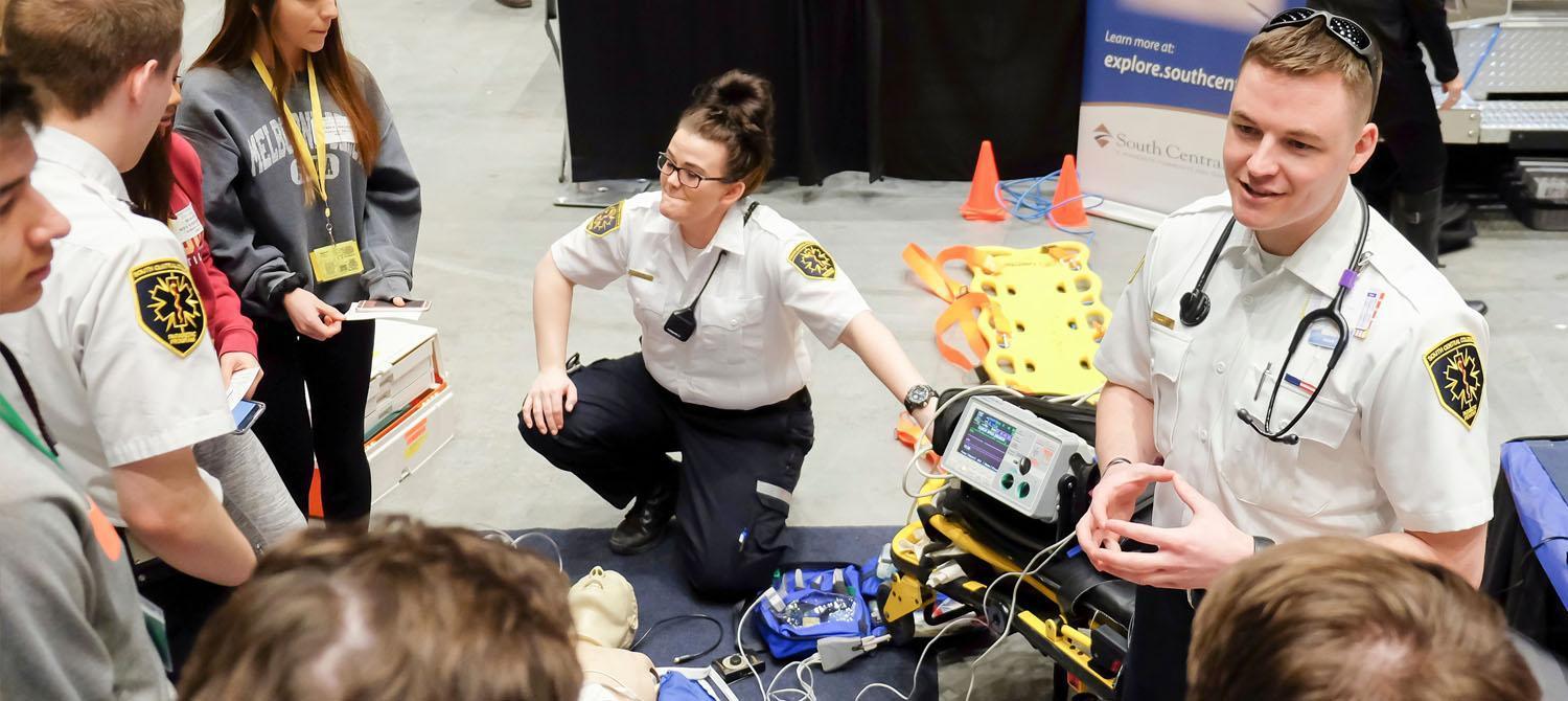 Photo of EMT student conducting a demonstration